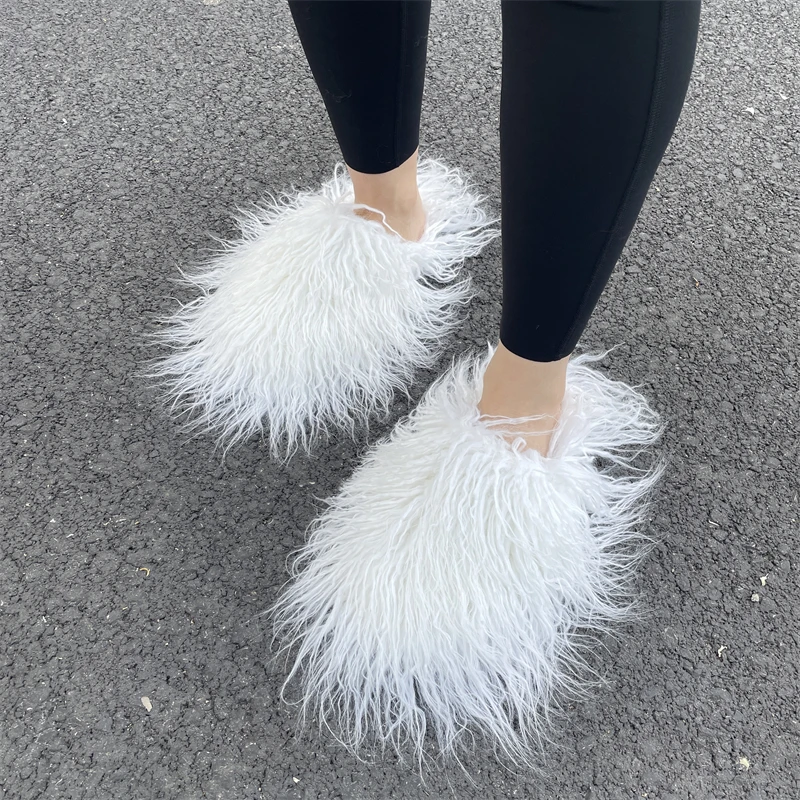 Women Summer Luxury Fluffy Faux Fur Slides Amazing Fur Sandals