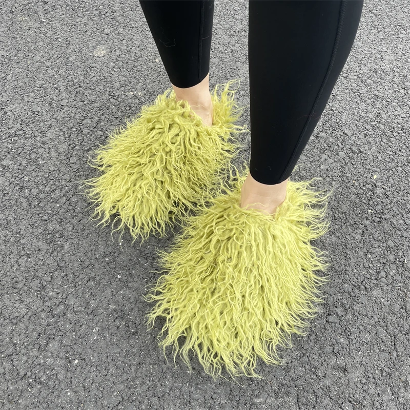Women Summer Luxury Fluffy Faux Fur Slides Amazing Fur Sandals