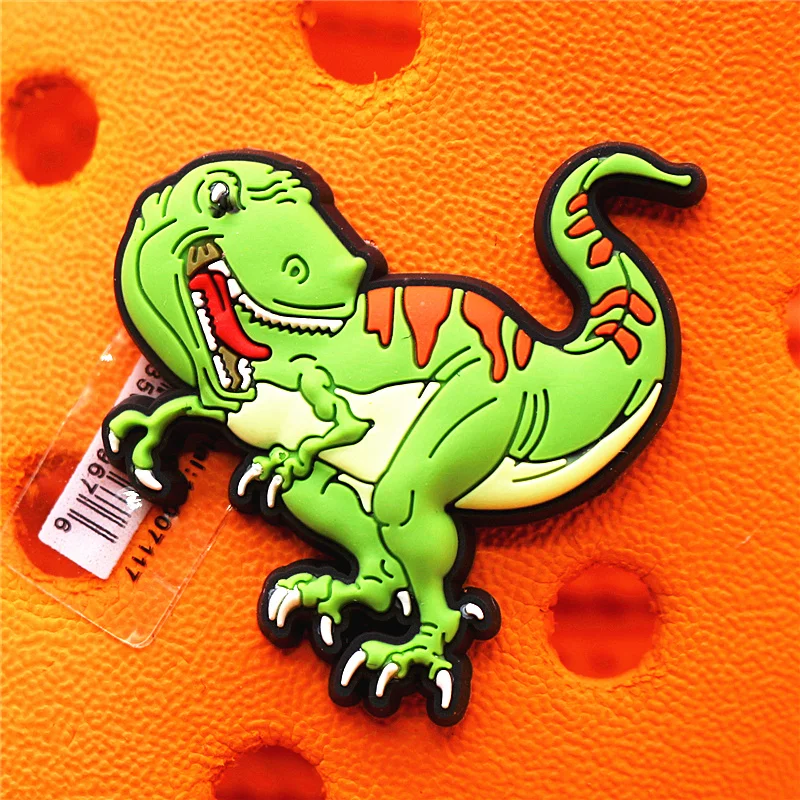 Original 1pcs Dilophosaurus PVC Shoe Charms Accessories Decorations Jurassic Dinosaurs Bus Designer Shoe Clips Buckle Kids Gifts