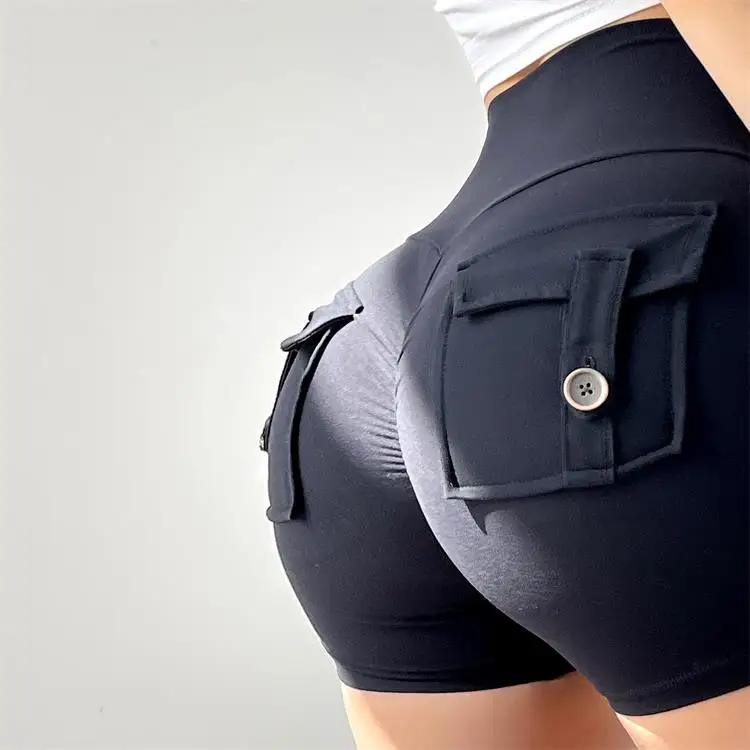 TRY TO BN Shorts Women Sport With Pocket Buttocks Fitness Workout High Waist Tights Leggings Push Up Cycling Shorts Gym Clothing