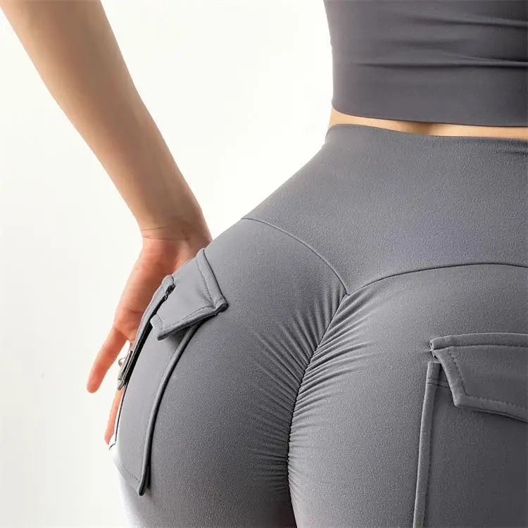 TRY TO BN Shorts Women Sport With Pocket Buttocks Fitness Workout High Waist Tights Leggings Push Up Cycling Shorts Gym Clothing