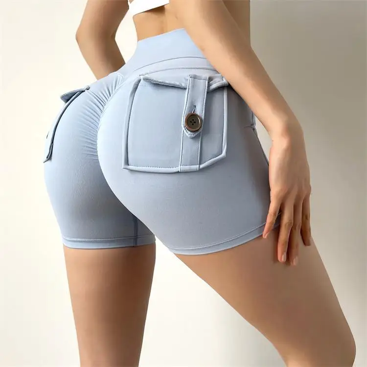 TRY TO BN Shorts Women Sport With Pocket Buttocks Fitness Workout High Waist Tights Leggings Push Up Cycling Shorts Gym Clothing