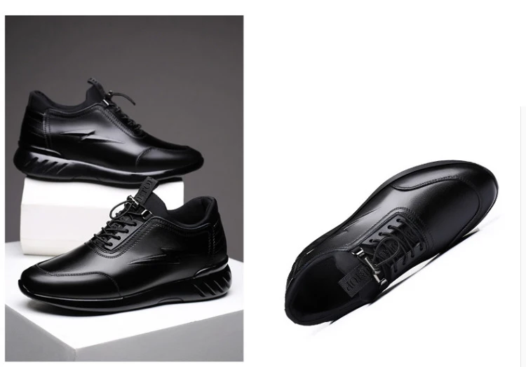 New Men's Vulcanize Shoes Men Casual Shoes PU Leather Design Shoes Height Increase 6-8CM Gym Business Fashion Male Sneakers
