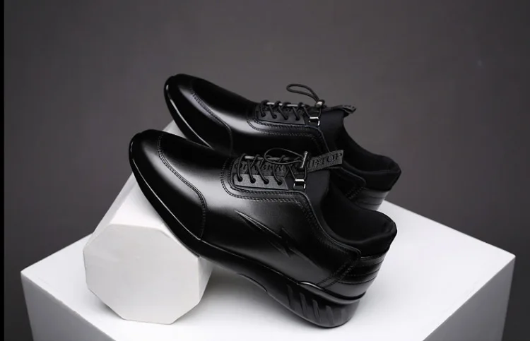 New Men's Vulcanize Shoes Men Casual Shoes PU Leather Design Shoes Height Increase 6-8CM Gym Business Fashion Male Sneakers