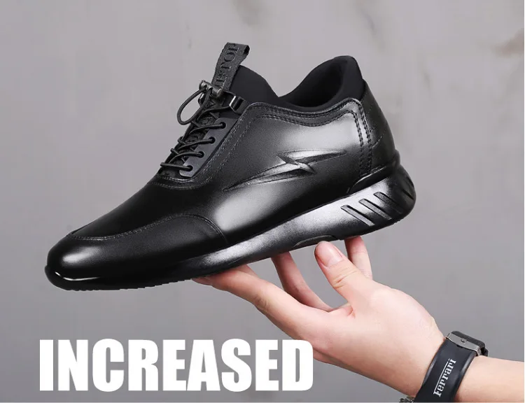 New Men's Vulcanize Shoes Men Casual Shoes PU Leather Design Shoes Height Increase 6-8CM Gym Business Fashion Male Sneakers