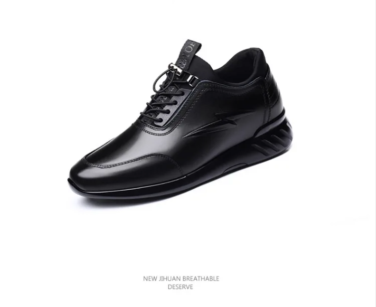 New Men's Vulcanize Shoes Men Casual Shoes PU Leather Design Shoes Height Increase 6-8CM Gym Business Fashion Male Sneakers