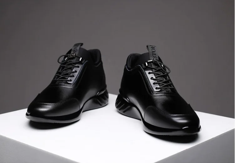 New Men's Vulcanize Shoes Men Casual Shoes PU Leather Design Shoes Height Increase 6-8CM Gym Business Fashion Male Sneakers