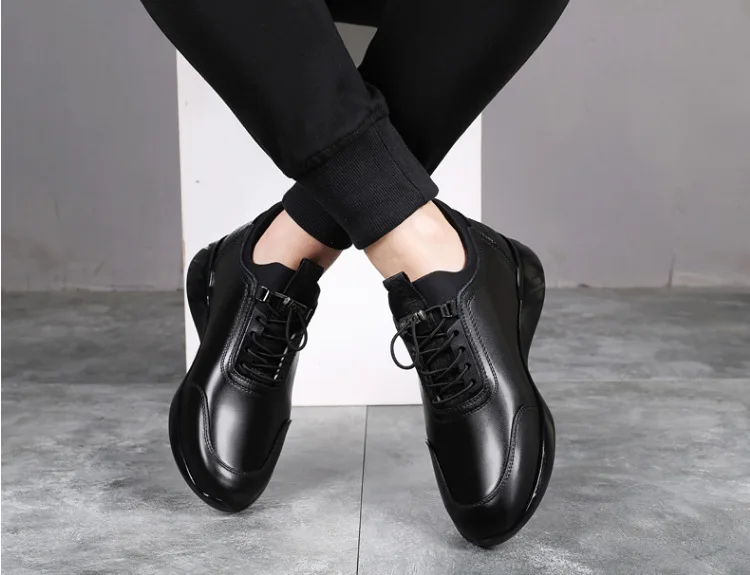 New Men's Vulcanize Shoes Men Casual Shoes PU Leather Design Shoes Height Increase 6-8CM Gym Business Fashion Male Sneakers