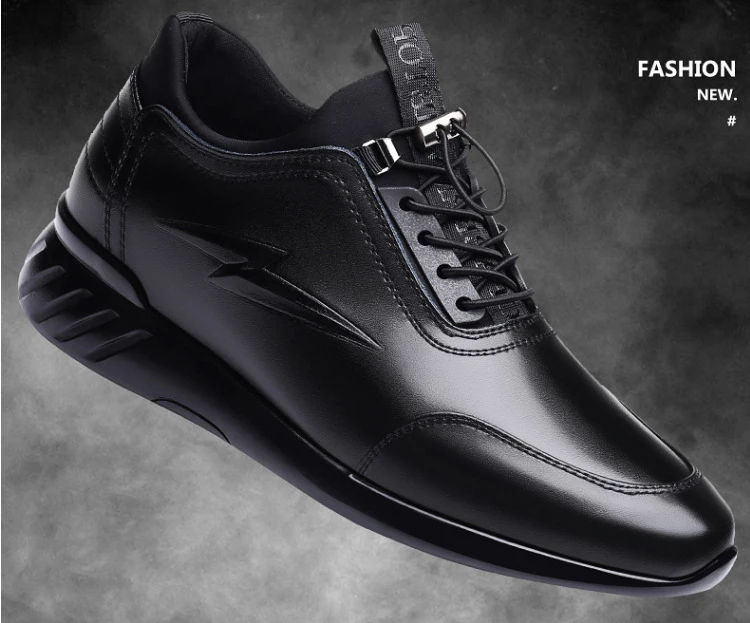 New Men's Vulcanize Shoes Men Casual Shoes PU Leather Design Shoes Height Increase 6-8CM Gym Business Fashion Male Sneakers