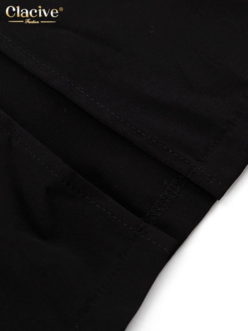 Clacive Fashion Black Office Skirts For Women 2023 Elegant High Waist Slit Long Skirt Faldas Casual Chic Skirt Female Clothing