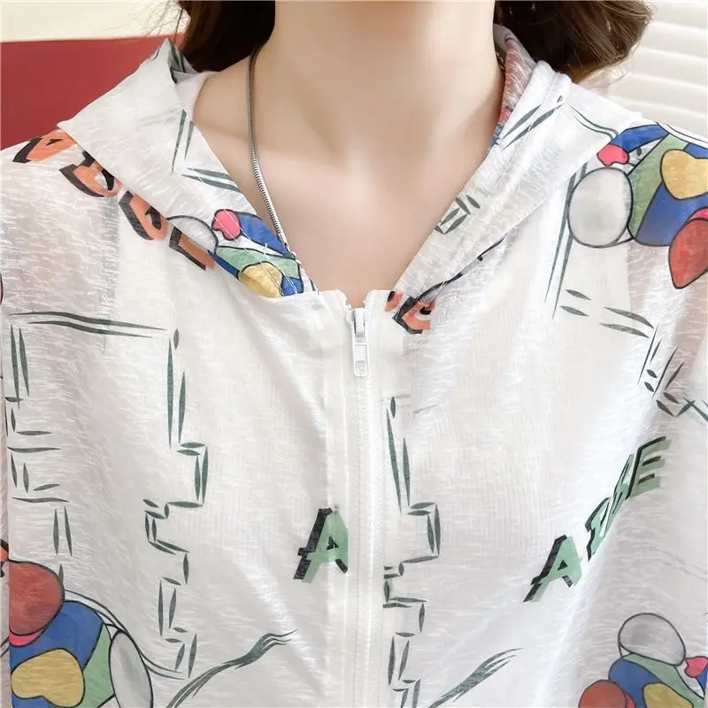 Women's Trench Coat Jacket Hooded Sun Protection Clothing Summer Loose Large Size Anti-UV Breathable Thin Outdoor Sportswear New