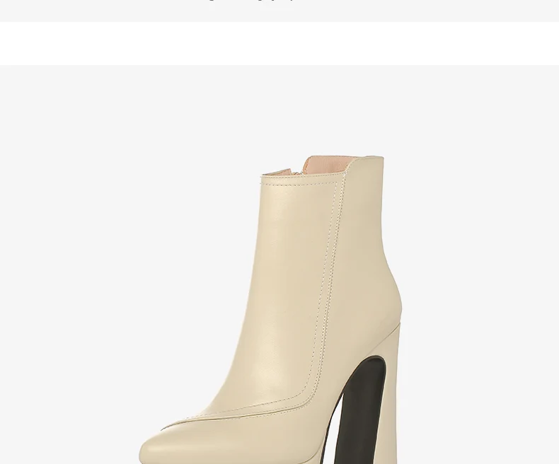 PRXDONG Brand Genuine Leather Women's Ankle Boots Sexy High Heels Thick Platform Black Beige Dress Party Office Lady SHoes 34-40