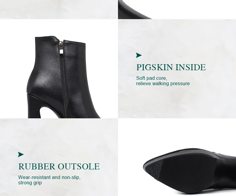PRXDONG Brand Genuine Leather Women's Ankle Boots Sexy High Heels Thick Platform Black Beige Dress Party Office Lady SHoes 34-40