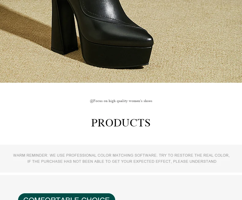 PRXDONG Brand Genuine Leather Women's Ankle Boots Sexy High Heels Thick Platform Black Beige Dress Party Office Lady SHoes 34-40