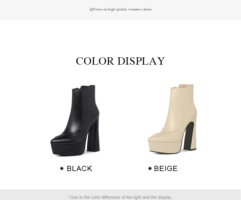 PRXDONG Brand Genuine Leather Women's Ankle Boots Sexy High Heels Thick Platform Black Beige Dress Party Office Lady SHoes 34-40