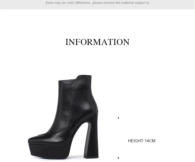 PRXDONG Brand Genuine Leather Women's Ankle Boots Sexy High Heels Thick Platform Black Beige Dress Party Office Lady SHoes 34-40