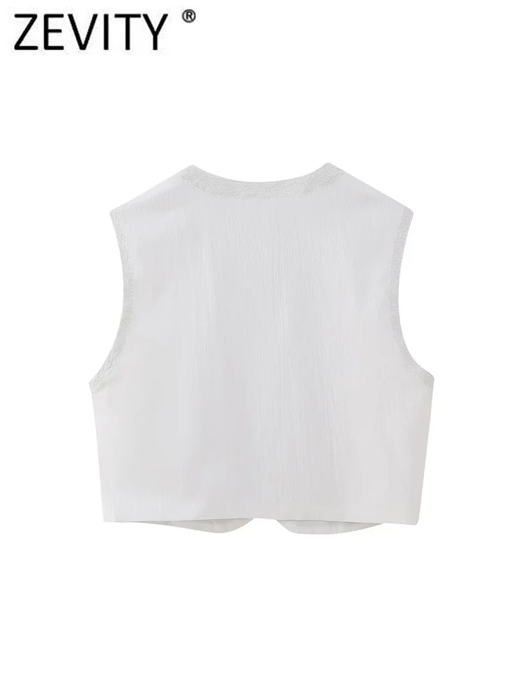 Zevity Women National Sleeveless Position Floral Embroidery Short Vest Jacket Ladies National Style Casual WaistCoat Tops CT4110