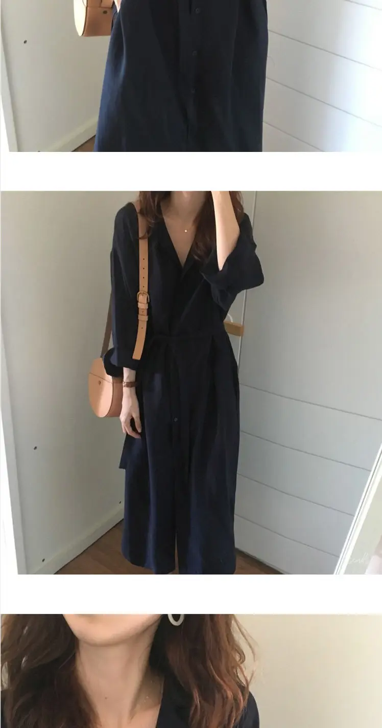 Shirt Dress For Women Harajuku Aesthetic Vintage Clothes Woman Korean Fashion Maxi Robe Casual Dresses Long Brownblack