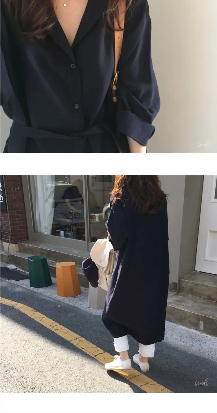 Shirt Dress For Women Harajuku Aesthetic Vintage Clothes Woman Korean Fashion Maxi Robe Casual Dresses Long Brownblack