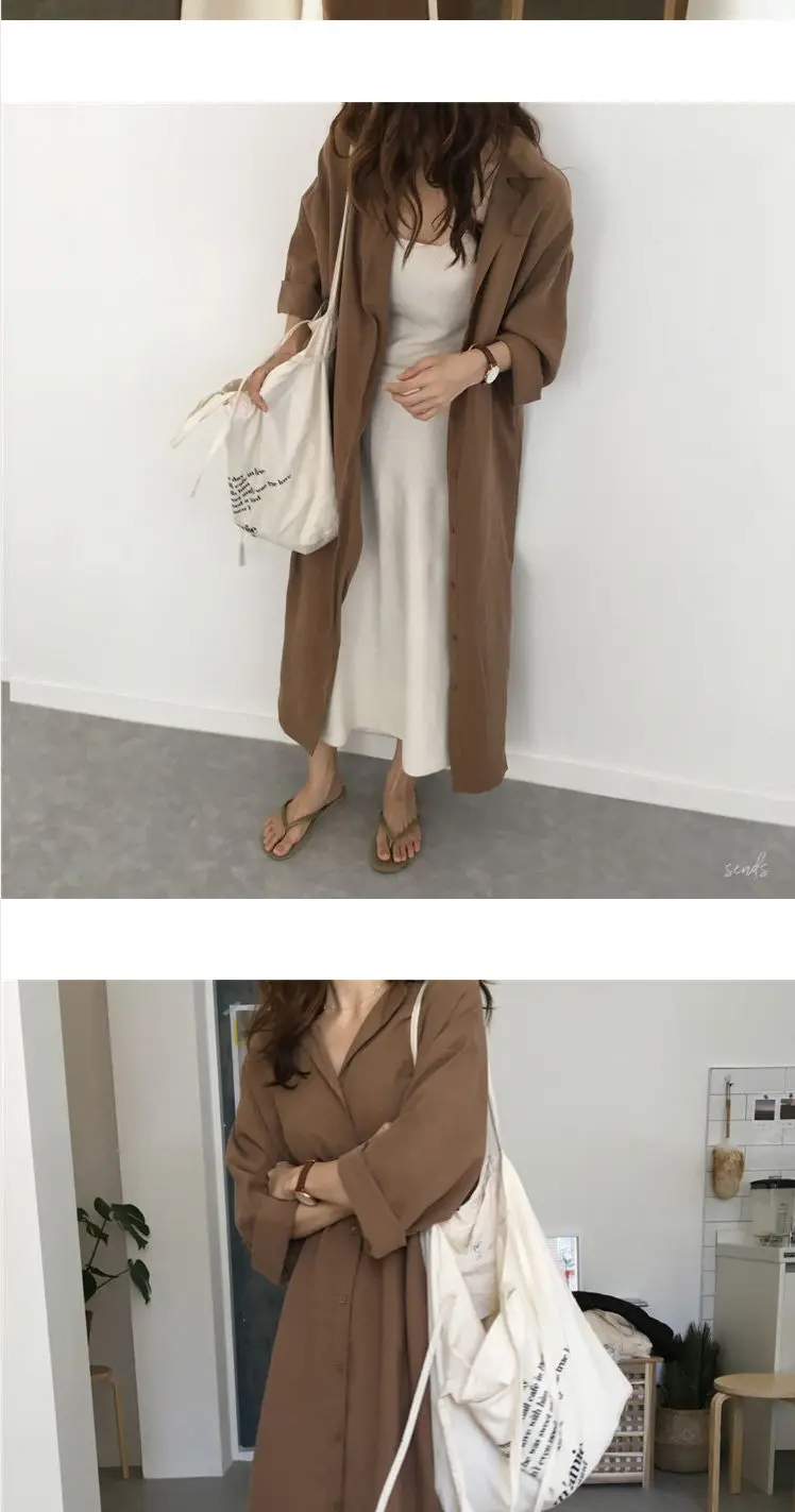 Shirt Dress For Women Harajuku Aesthetic Vintage Clothes Woman Korean Fashion Maxi Robe Casual Dresses Long Brownblack