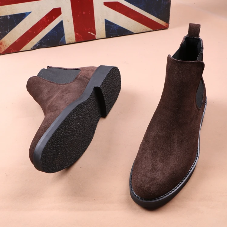 Korean style men boots cowboy casual shoes cow suede leather chelsea boot spring autumn platform ankle botas hombre chaussures