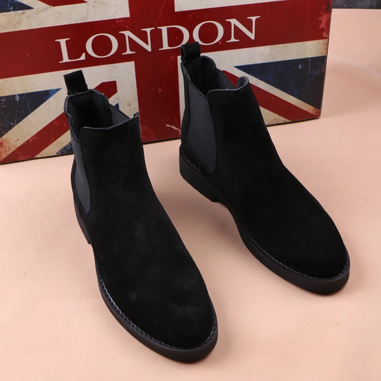 Korean style men boots cowboy casual shoes cow suede leather chelsea boot spring autumn platform ankle botas hombre chaussures