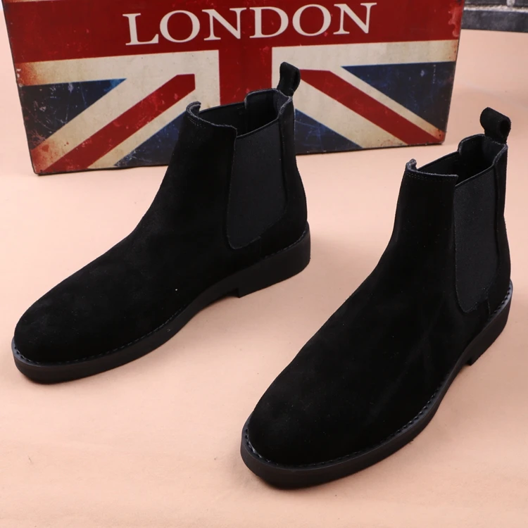 Korean style men boots cowboy casual shoes cow suede leather chelsea boot spring autumn platform ankle botas hombre chaussures