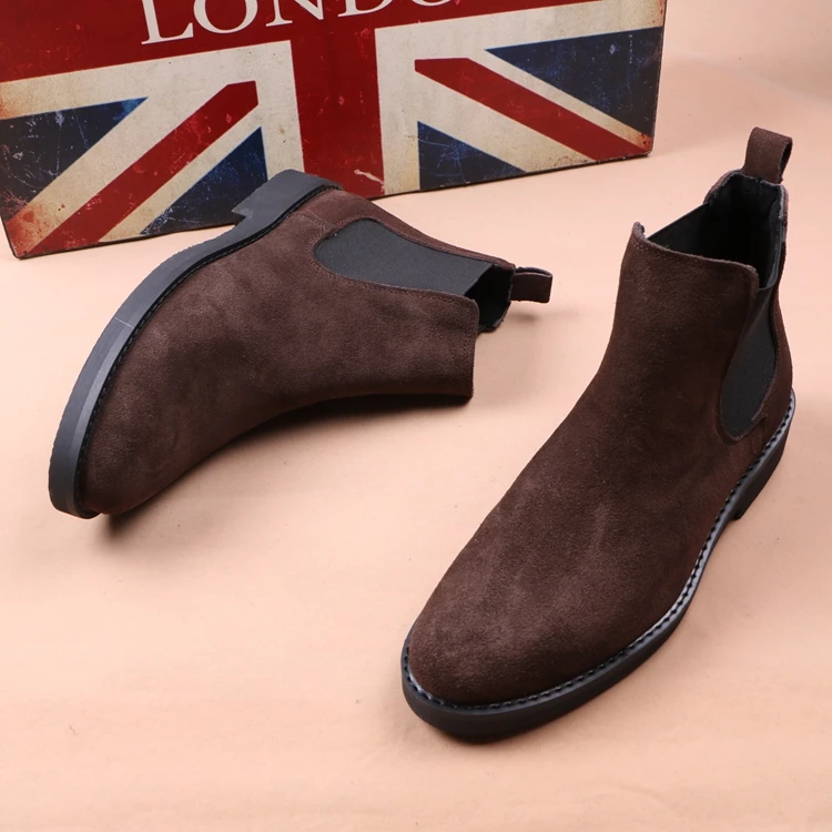 Korean style men boots cowboy casual shoes cow suede leather chelsea boot spring autumn platform ankle botas hombre chaussures