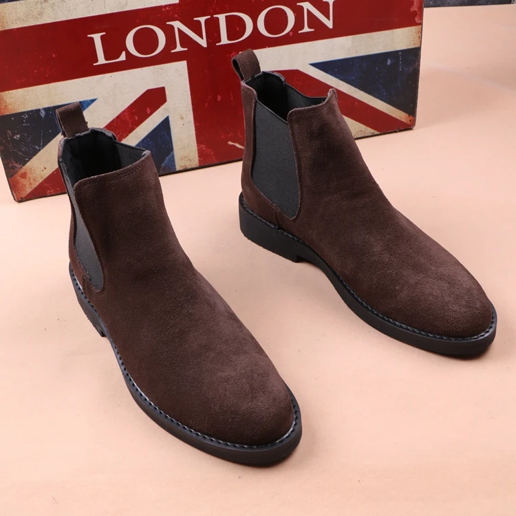 Korean style men boots cowboy casual shoes cow suede leather chelsea boot spring autumn platform ankle botas hombre chaussures