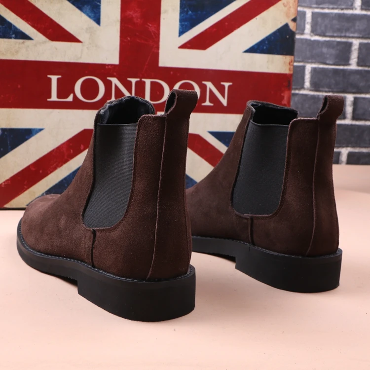 Korean style men boots cowboy casual shoes cow suede leather chelsea boot spring autumn platform ankle botas hombre chaussures