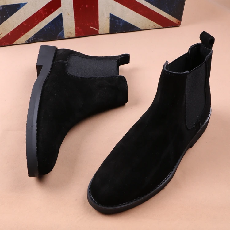 Korean style men boots cowboy casual shoes cow suede leather chelsea boot spring autumn platform ankle botas hombre chaussures