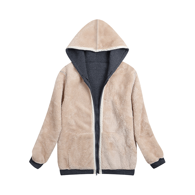 Winter Women Hooded Plush Coat Fleece Hoodies S-2XL Zipper Sweatshirt Long Sleeve Sweater Jacket