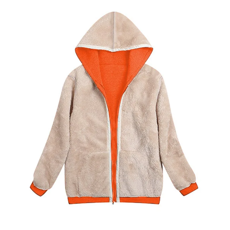Winter Women Hooded Plush Coat Fleece Hoodies S-2XL Zipper Sweatshirt Long Sleeve Sweater Jacket