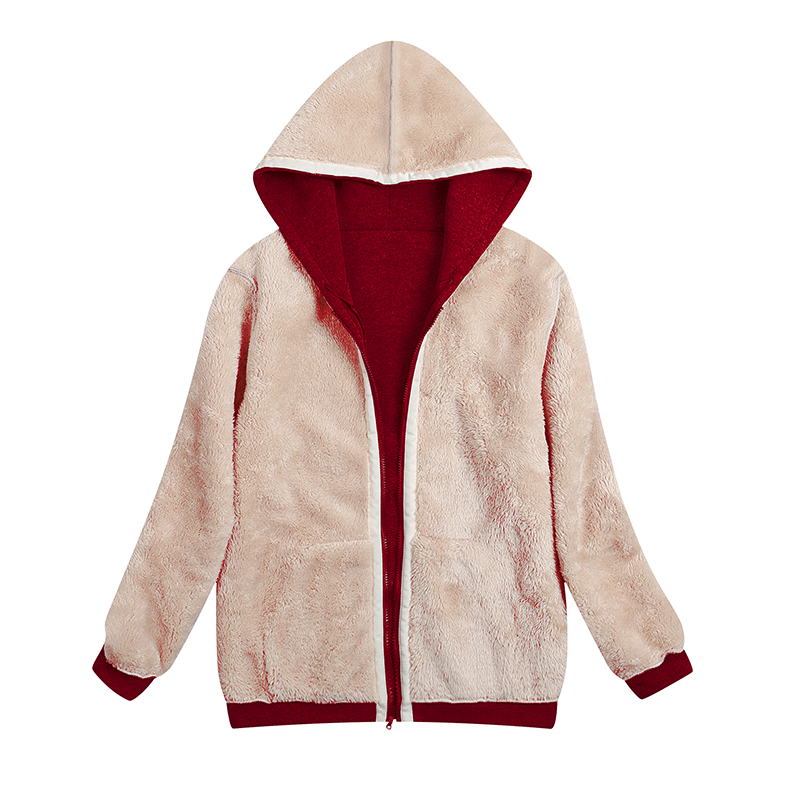 Winter Women Hooded Plush Coat Fleece Hoodies S-2XL Zipper Sweatshirt Long Sleeve Sweater Jacket