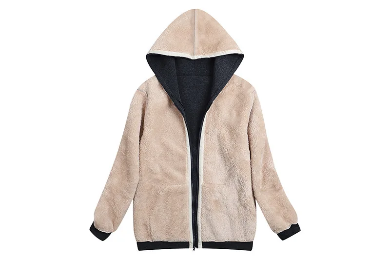 Winter Women Hooded Plush Coat Fleece Hoodies S-2XL Zipper Sweatshirt Long Sleeve Sweater Jacket