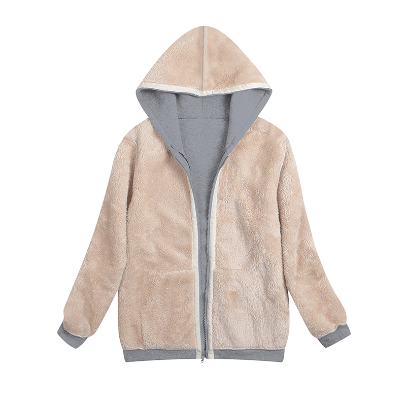 Winter Women Hooded Plush Coat Fleece Hoodies S-2XL Zipper Sweatshirt Long Sleeve Sweater Jacket