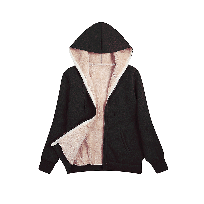 Winter Women Hooded Plush Coat Fleece Hoodies S-2XL Zipper Sweatshirt Long Sleeve Sweater Jacket