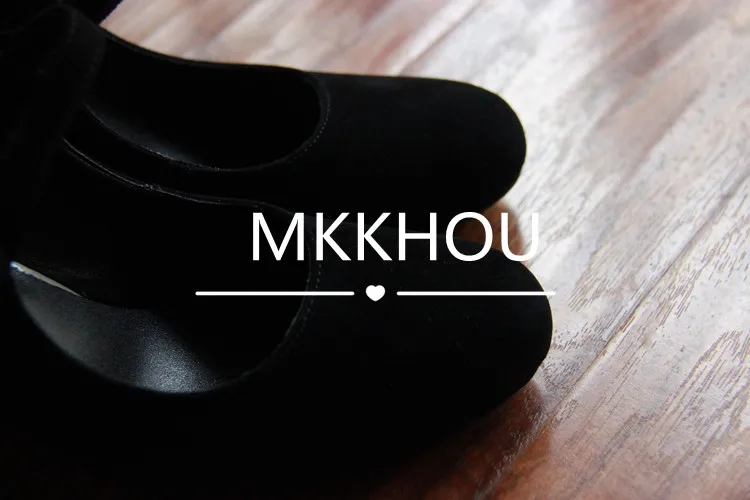 MKKHOU Fashion Pumps New High Quality Leather Retro Mary Jane Shoes Round Toe Chunky Heel High Heels Commuter Women Shoes