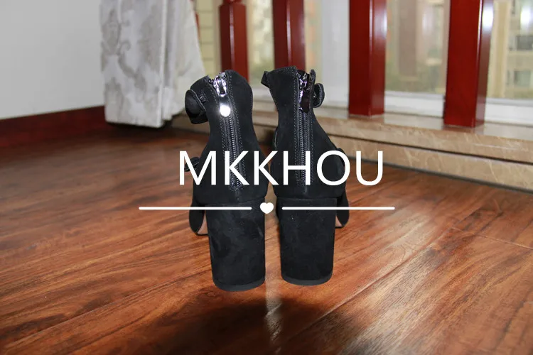 MKKHOU Fashion Pumps New High Quality Leather Retro Mary Jane Shoes Round Toe Chunky Heel High Heels Commuter Women Shoes