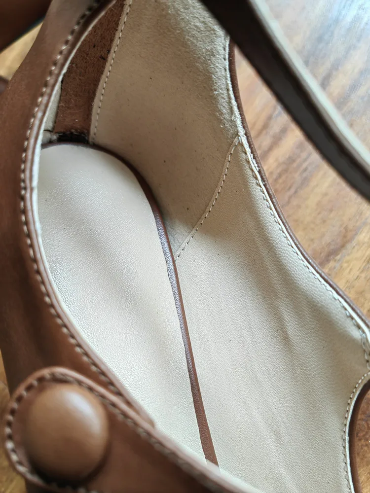 MKKHOU Fashion Pumps New High Quality Leather Retro Mary Jane Shoes Round Toe Chunky Heel High Heels Commuter Women Shoes