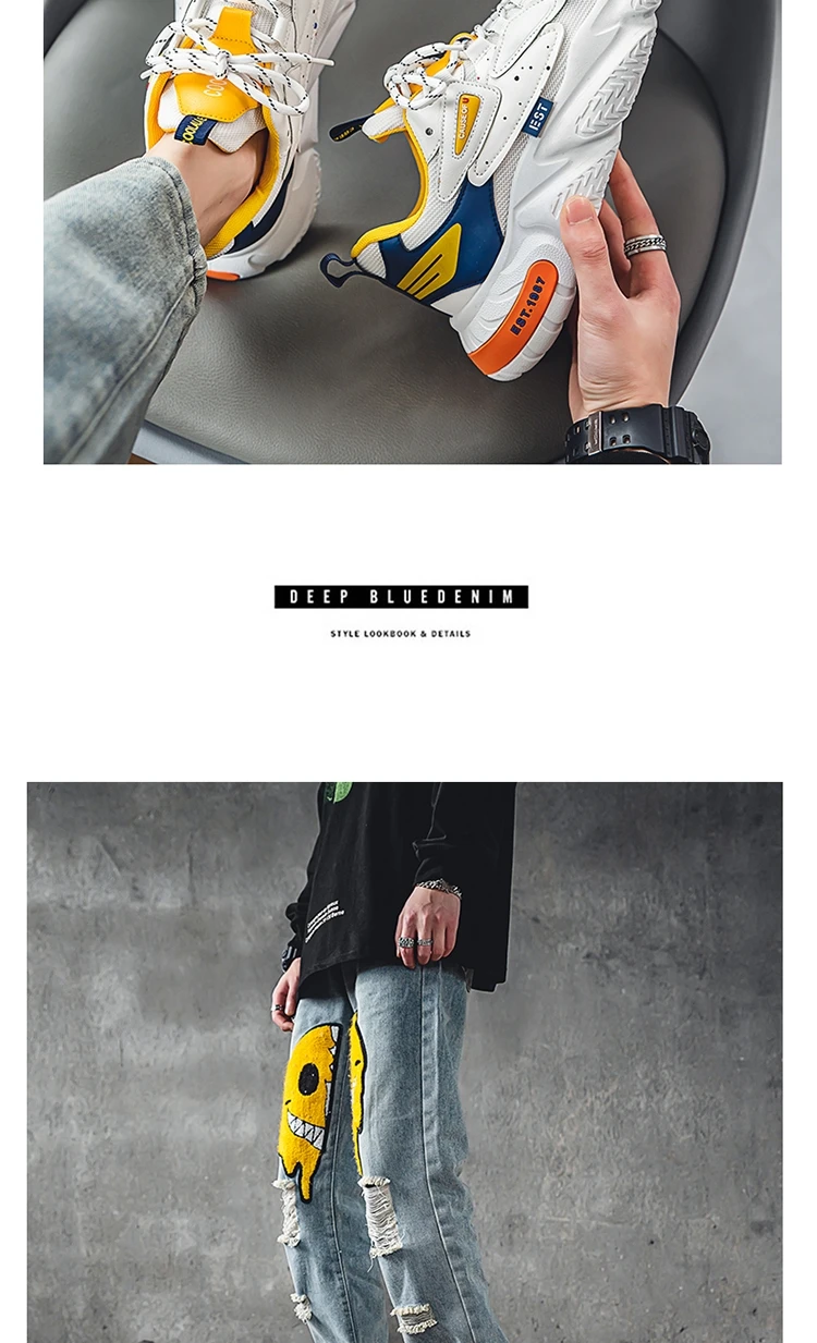 2023 New Fashion Shoes Men Chunky Sneakers Mesh Lightweight Trendy Casual Shoes Non-slip Tennis Sports Shoes Athletic