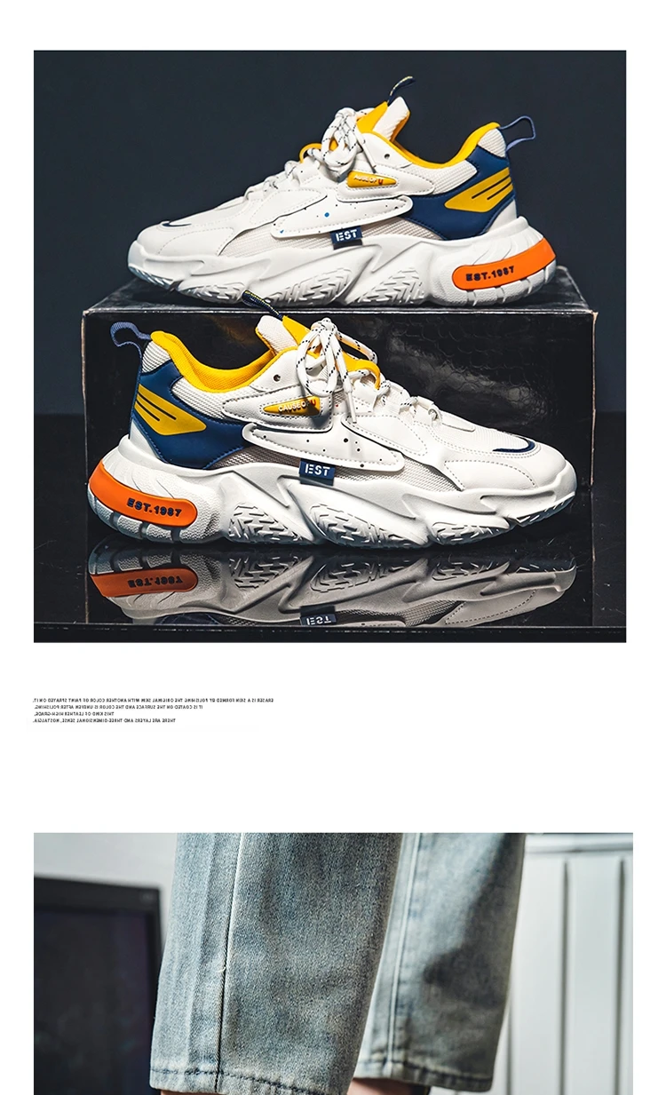 2023 New Fashion Shoes Men Chunky Sneakers Mesh Lightweight Trendy Casual Shoes Non-slip Tennis Sports Shoes Athletic