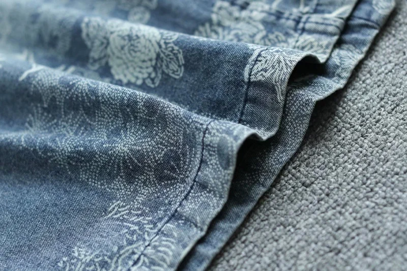 Amax luluE British 2024 Summer New Fashion Women Denim Printed Skirts Ladies Elastic Loose Skirt Female Casual Vintage Clothing
