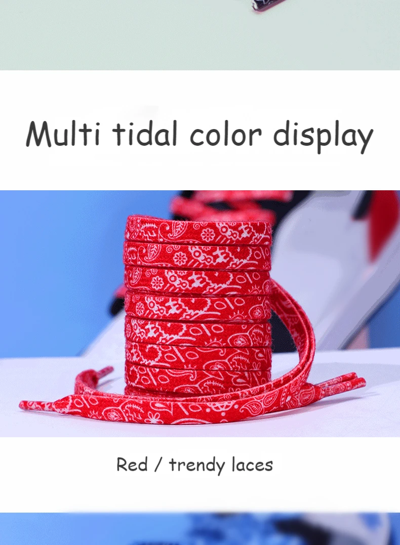 Sports Shoelaces Cashew Flower AF1 Canvas Shoe laces Black and White Color Ins Trend Personality Flat Shoelace Rope Wholesale