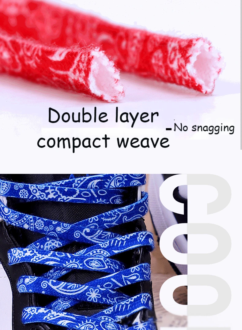 Sports Shoelaces Cashew Flower AF1 Canvas Shoe laces Black and White Color Ins Trend Personality Flat Shoelace Rope Wholesale