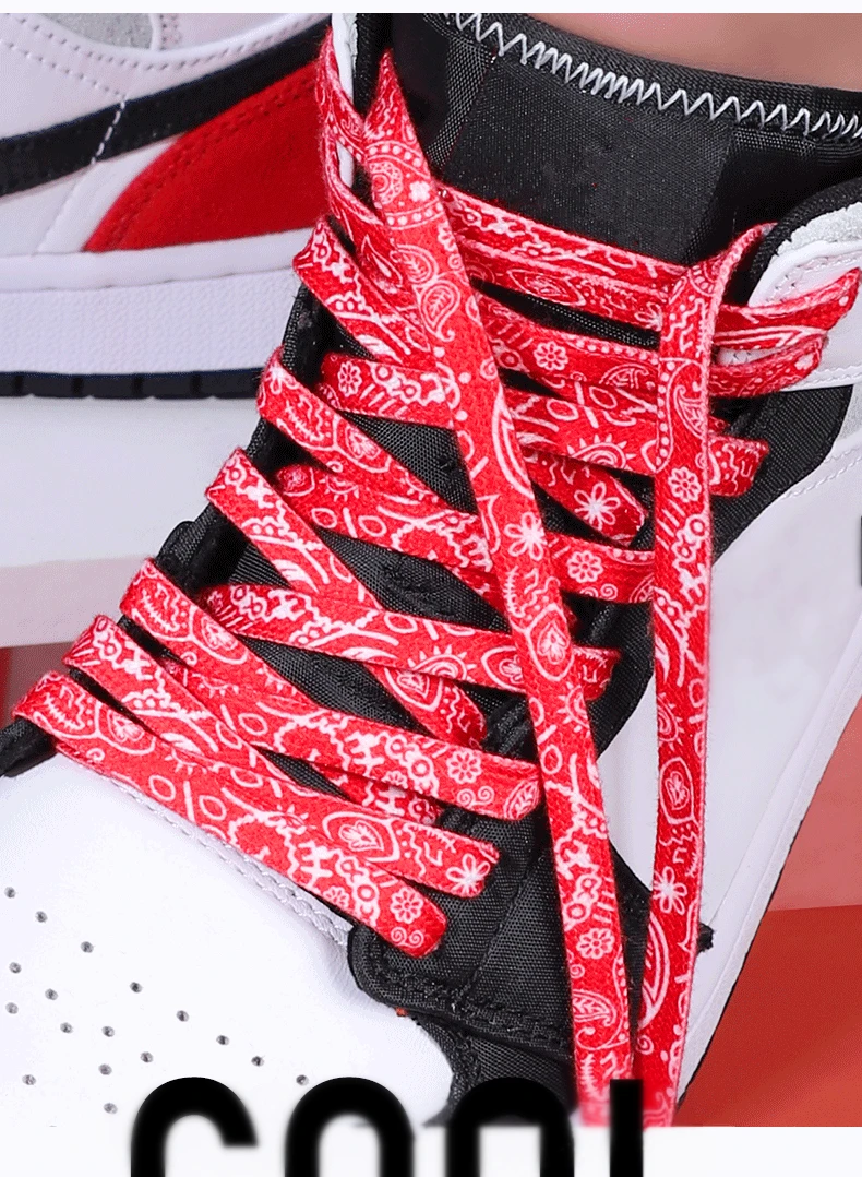 Sports Shoelaces Cashew Flower AF1 Canvas Shoe laces Black and White Color Ins Trend Personality Flat Shoelace Rope Wholesale