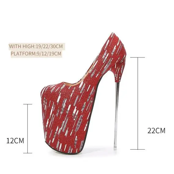 SDTRFT Catwalk Shows Pumps Gold Red Shoes Woman 20cm 22cm 30cm Metal Thin Heels Bridal Zapatos Mujer Party Dance Girl's Stiletto