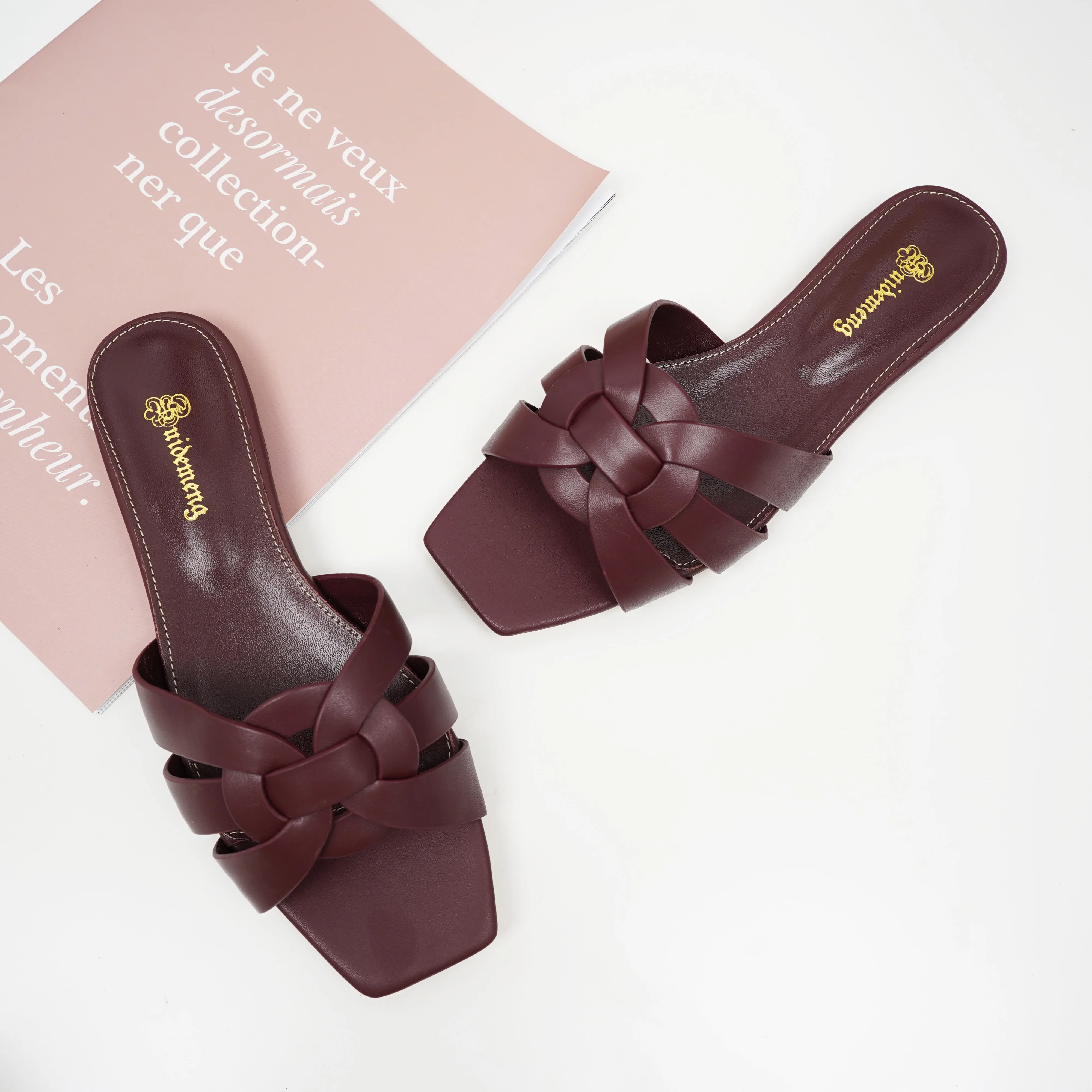 Elegant Party Women's Shoes Luxury Leather Slippers Comfortable Casual Shoes Open Toe Outdoor Beach Shoes Summer Plus Size 35-44