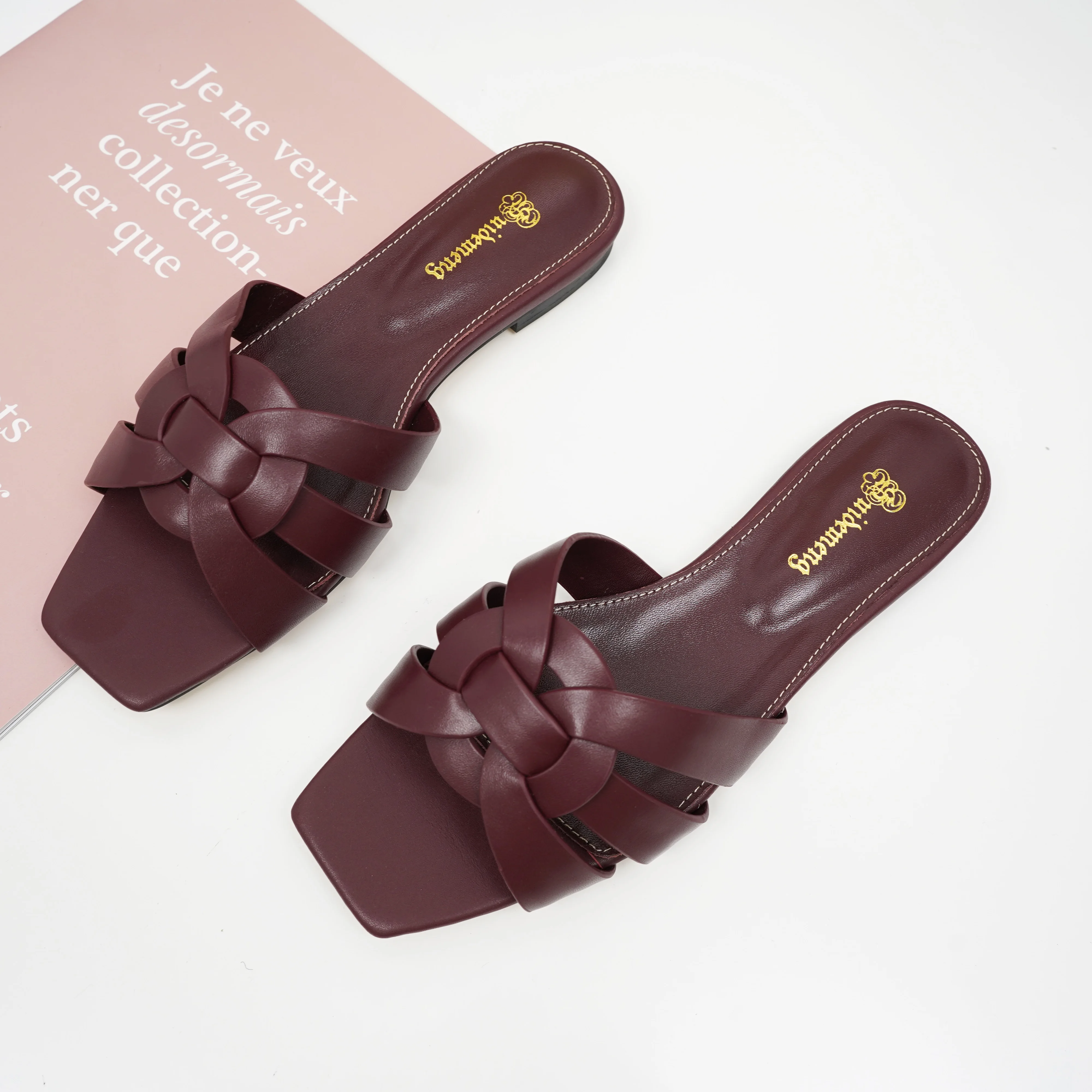 Elegant Party Women's Shoes Luxury Leather Slippers Comfortable Casual Shoes Open Toe Outdoor Beach Shoes Summer Plus Size 35-44