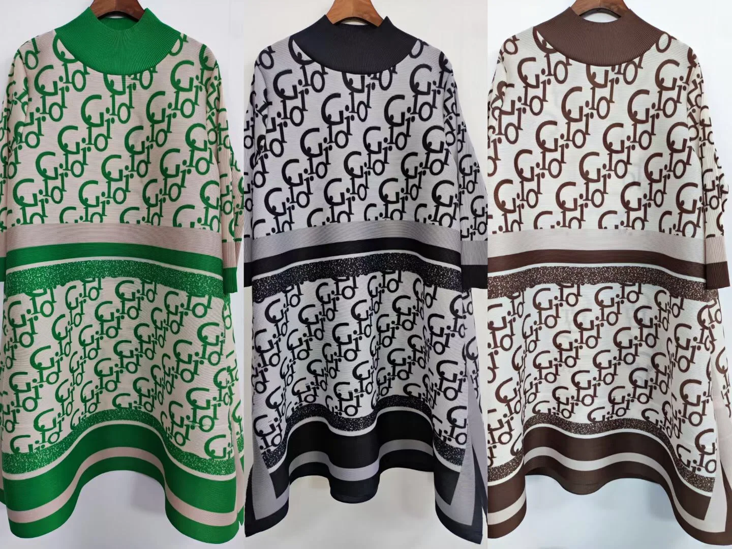 Miyake Fold Pleated Mid-length Dress Pleated Dress Atmospheric Printing Many Spot Goods Can Be Quickly Shi Autumn and Winter2022
